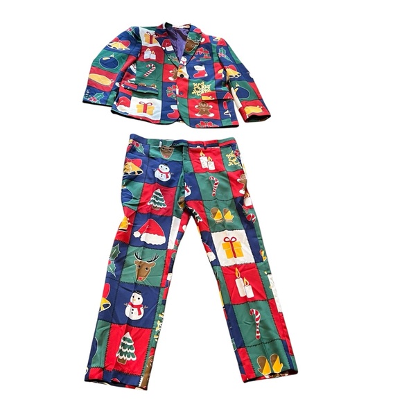 OPPOSUITS Fun Ugly Christmas Suit Jacket Pants Men's size 50 - Picture 2 of 13